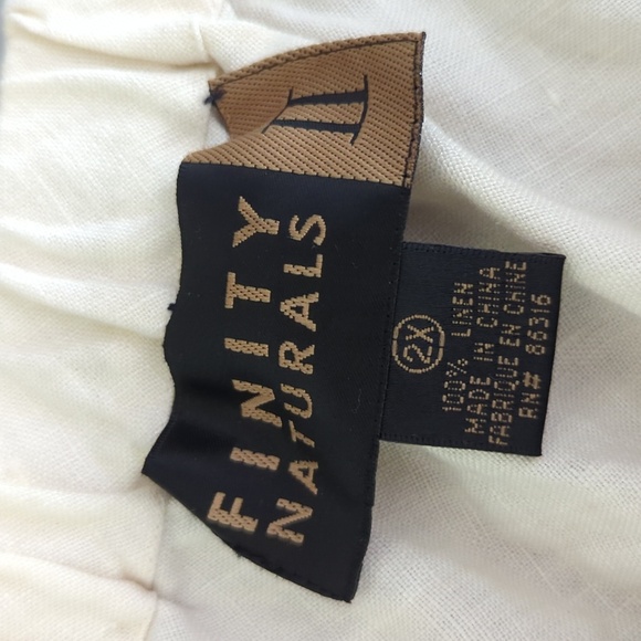 Finity Naturals Cream 100% Linen Midi Skirt Crochet Hem Vintage Women's Size 2X - Picture 3 of 5